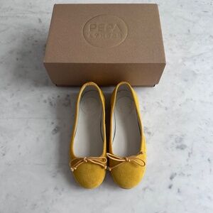 Pepa London Lace Tie Ballerina Shoes in Sunshine Yellow